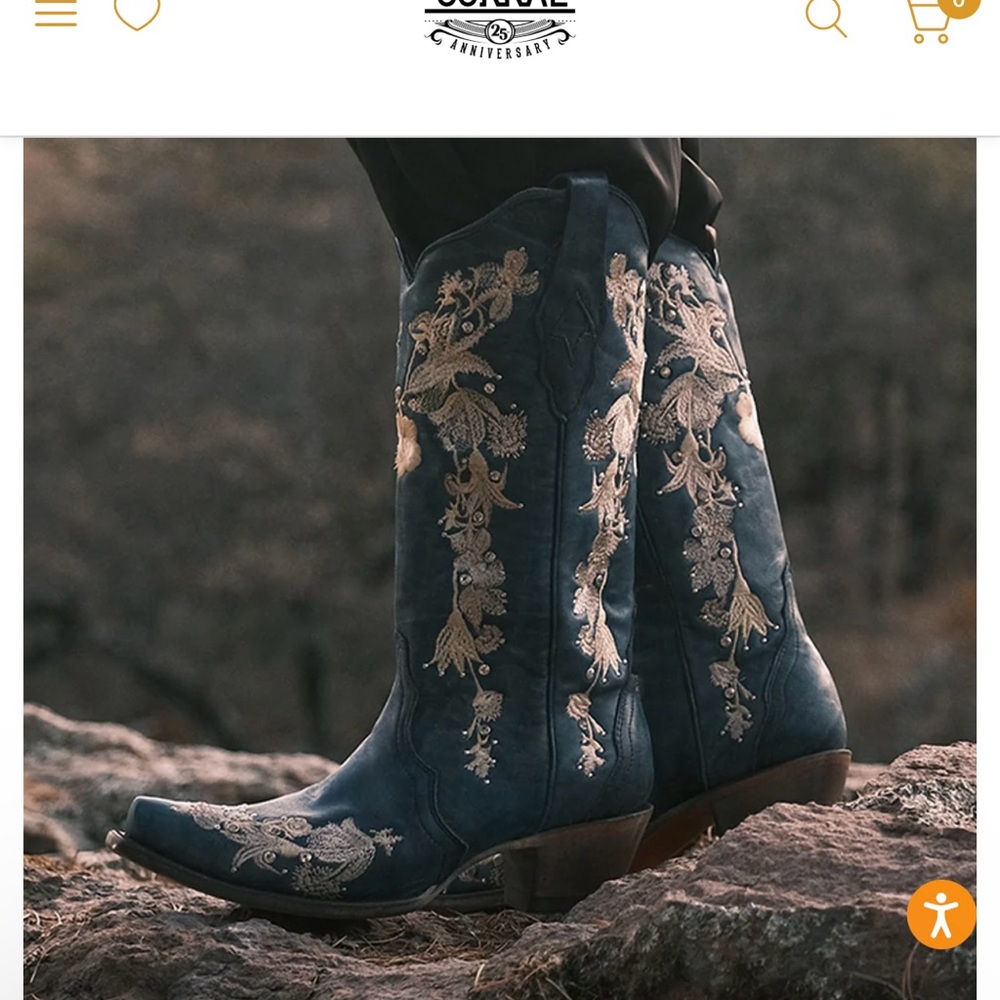 Corral Teal Western Embroidered Heeled Cowgirl Boots - Picture 2 of 9